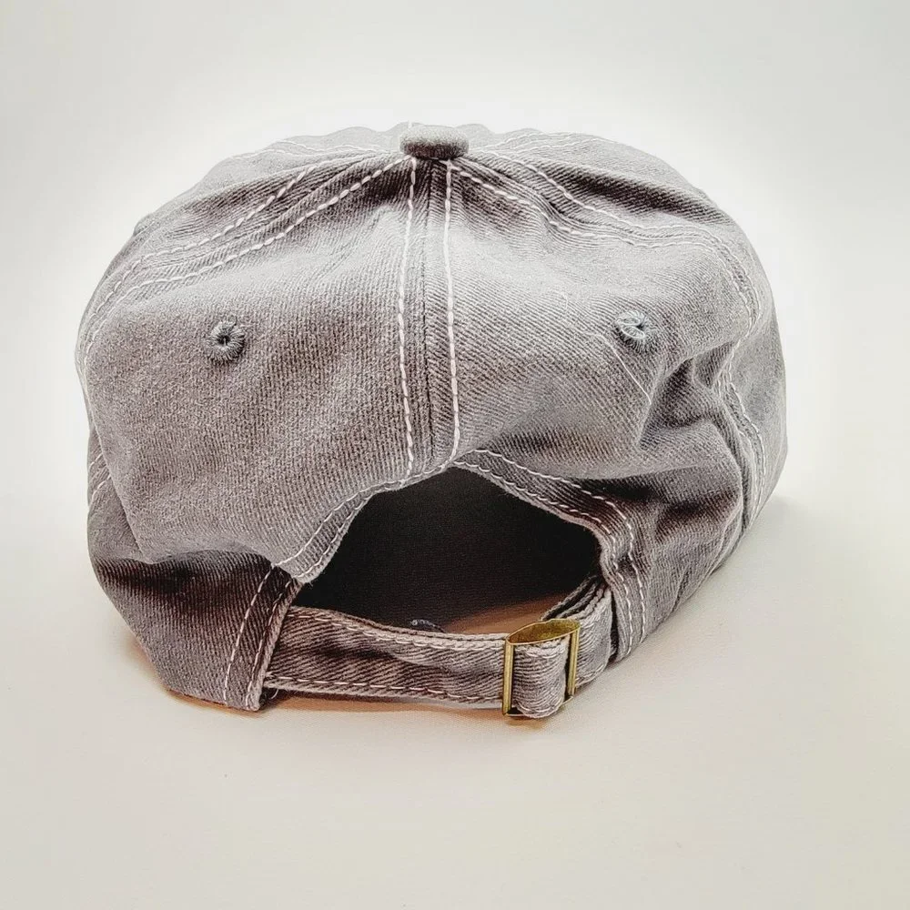 Dog Mom Distressed Relaxed Cotton Buckle Strap Full Cover Baseball Hat Cap Gray